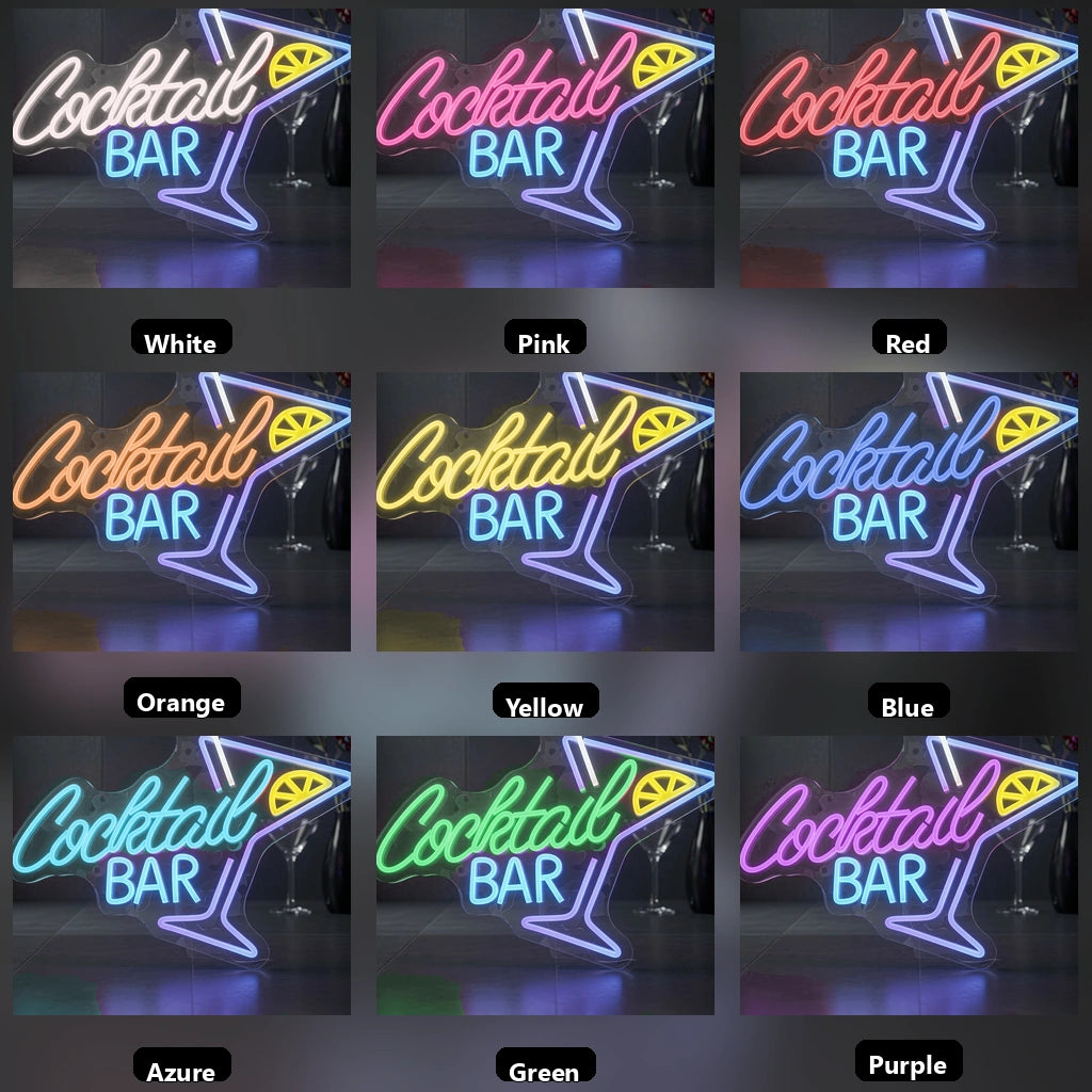 Cocktail Bar Business LED Neon Sign - 05 Color Grid