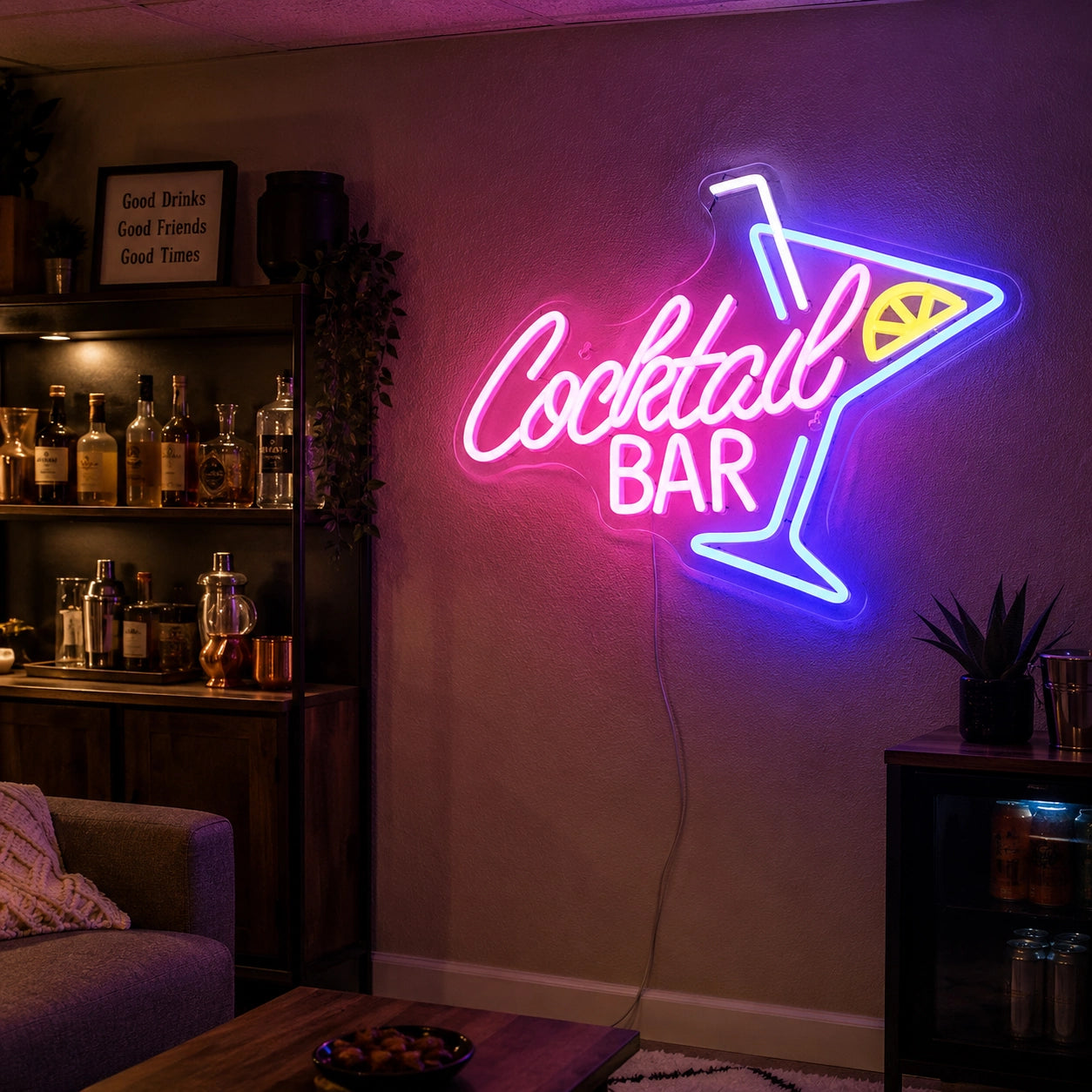 Cocktail Bar Floor LED Neon Sign - 03 Real Lifestyle Scene