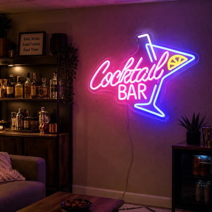 Cocktail Bar Floor LED Neon Sign - 03 Real Lifestyle Scene
