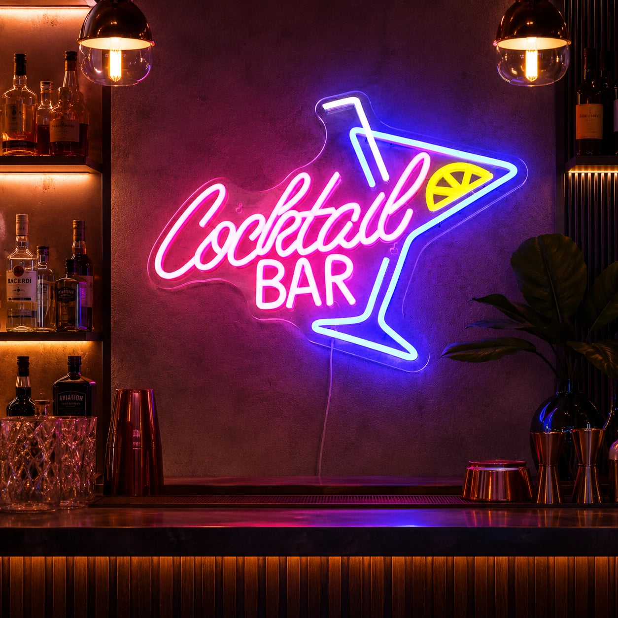 Cocktail Bar Floor LED Neon Sign - 04 Size Image