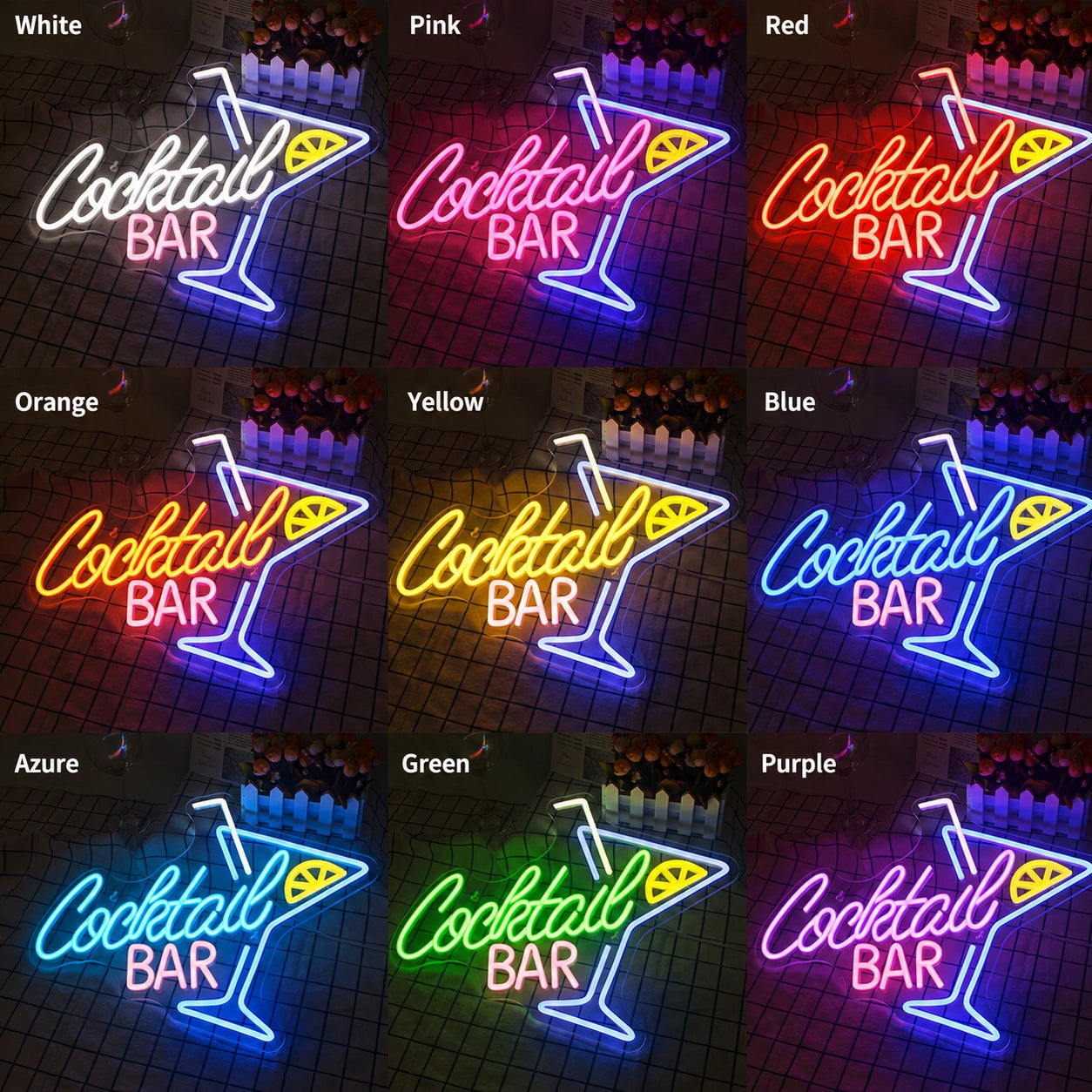 Cocktail Bar Floor LED Neon Sign - 05 Color Grid