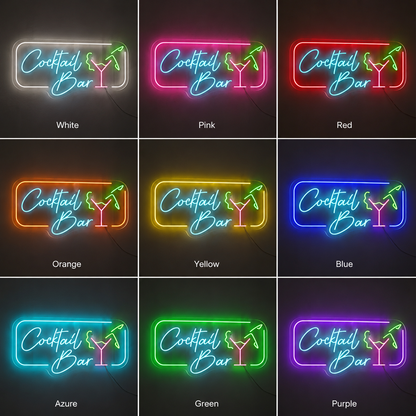 Cocktail Bar Lady LED Neon Sign color grid