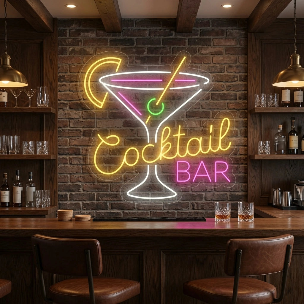 Cocktail Bar LED Neon Sign Home Wall Art - 03 Real Lifestyle Scene