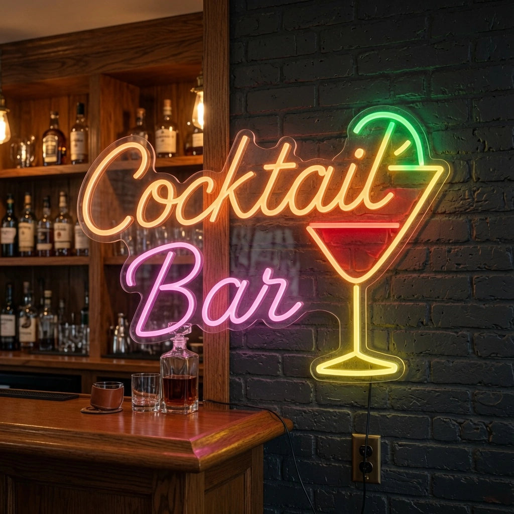 Cocktail Bar LED Neon Sign Living Room Decor - 03 Real Lifestyle Scene