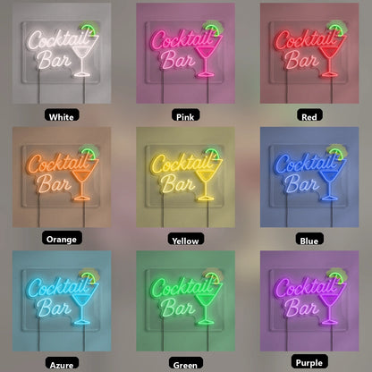 Cocktail Bar LED Neon Sign Living Room Decor - 05 Color Grid