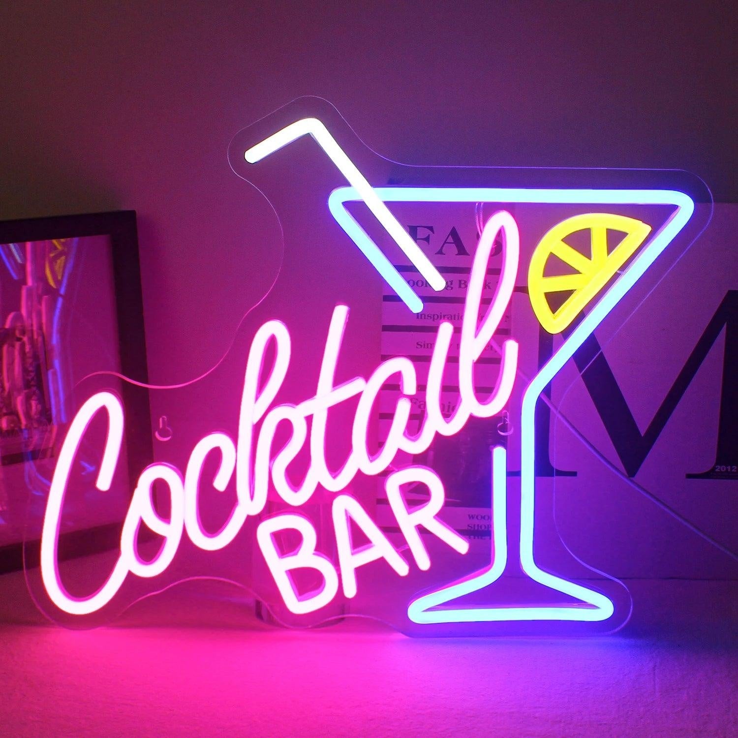 Cocktail Bar Led Neon Sign Multicolor Cocktail Glass For Home Bar Decor | Shineneon