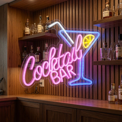 Cocktail Bar LED Neon Sign Wall Art - 03 Real Lifestyle Scene