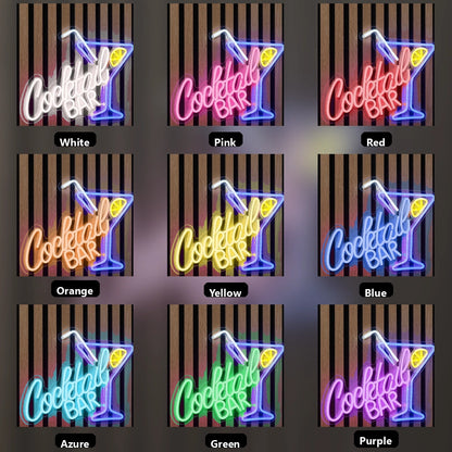 Cocktail Bar LED Neon Sign Wall Art - 05 Color Grid