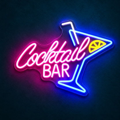 Cocktail Bar Lemon Glass LED Neon Sign
