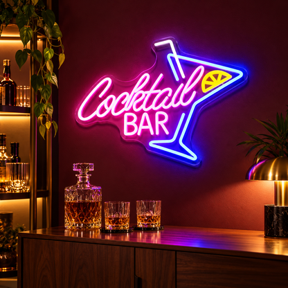 Cocktail Bar Lemon Glass LED Neon Sign