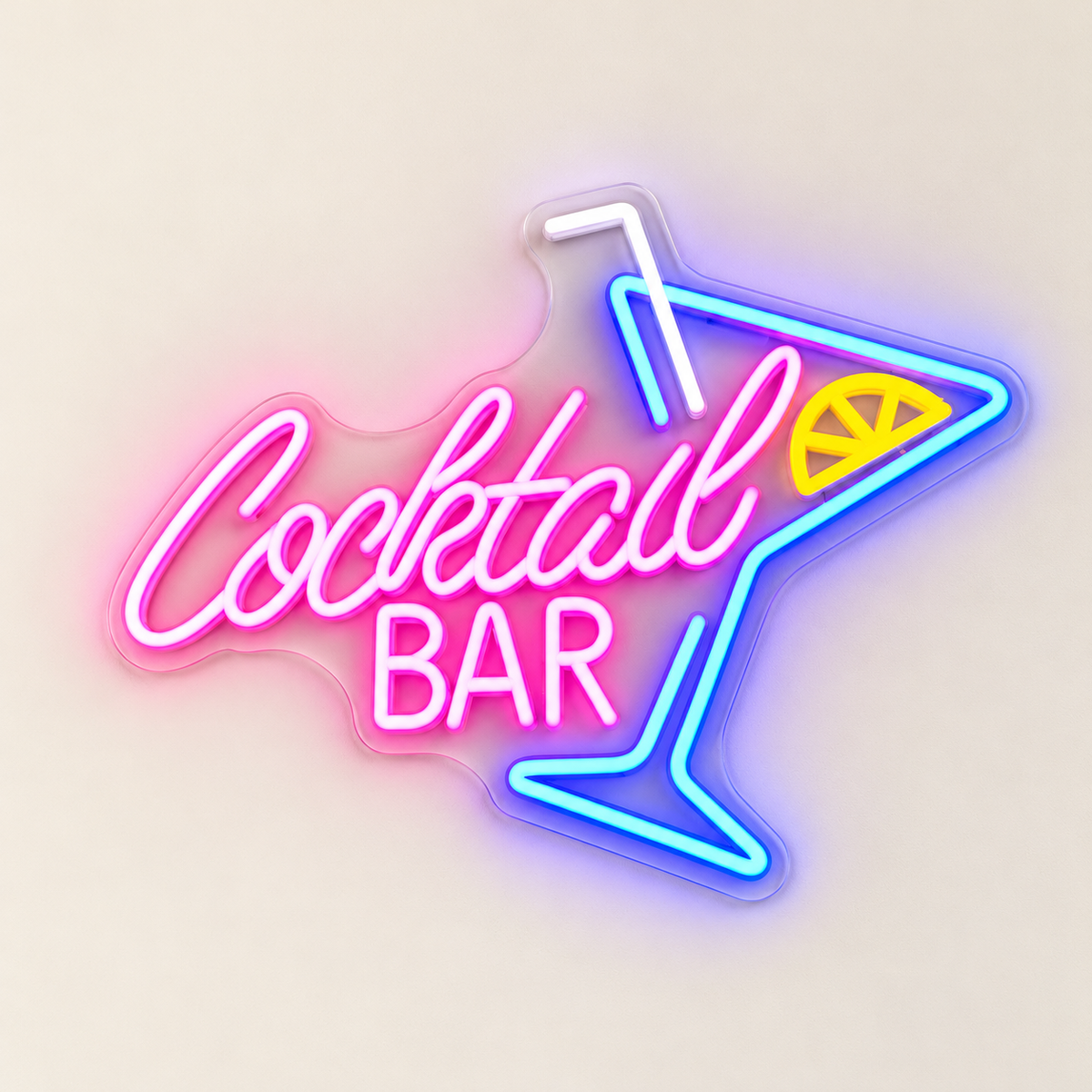 Cocktail Bar Lemon Glass LED Neon Sign