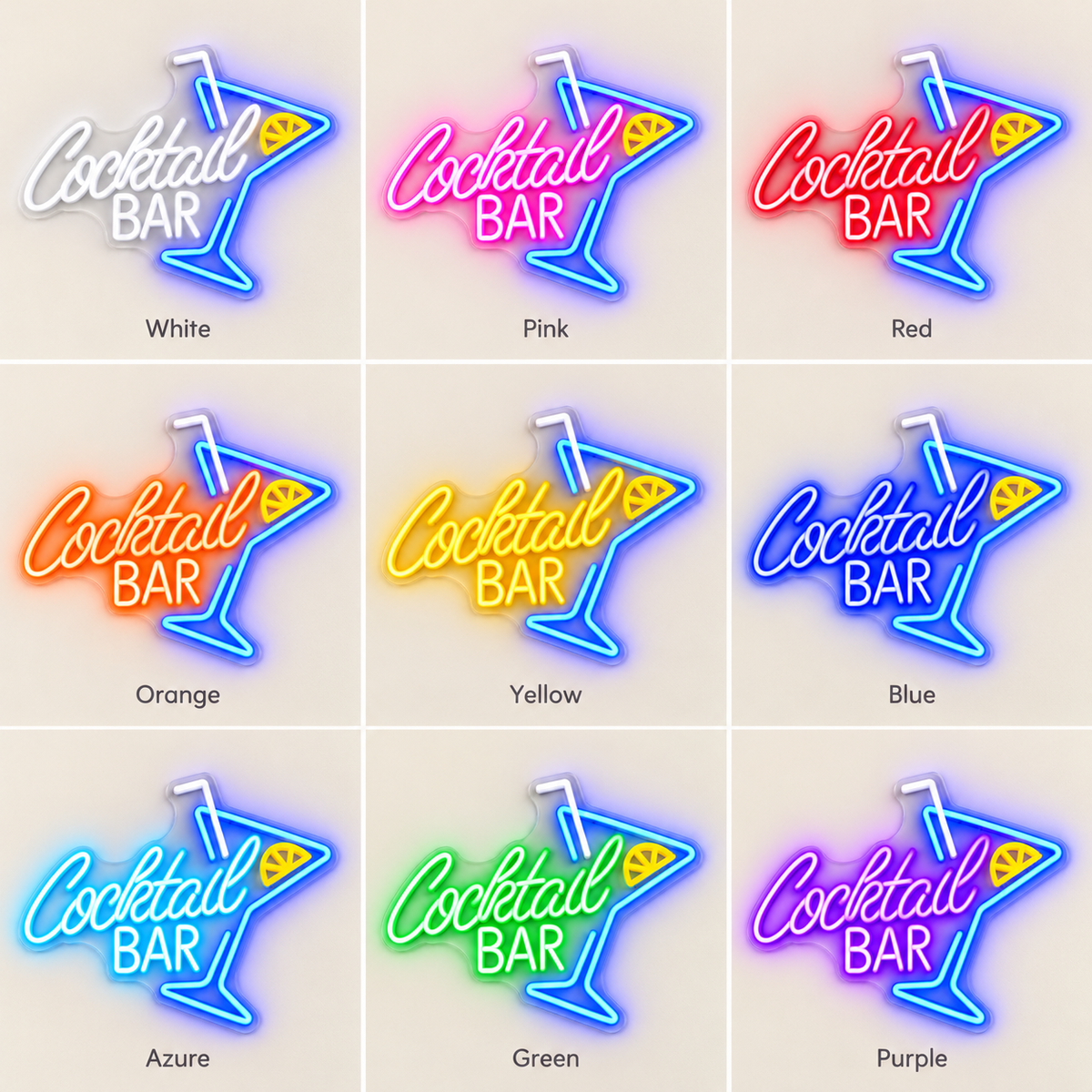 Cocktail Bar Lemon Glass LED Neon Sign