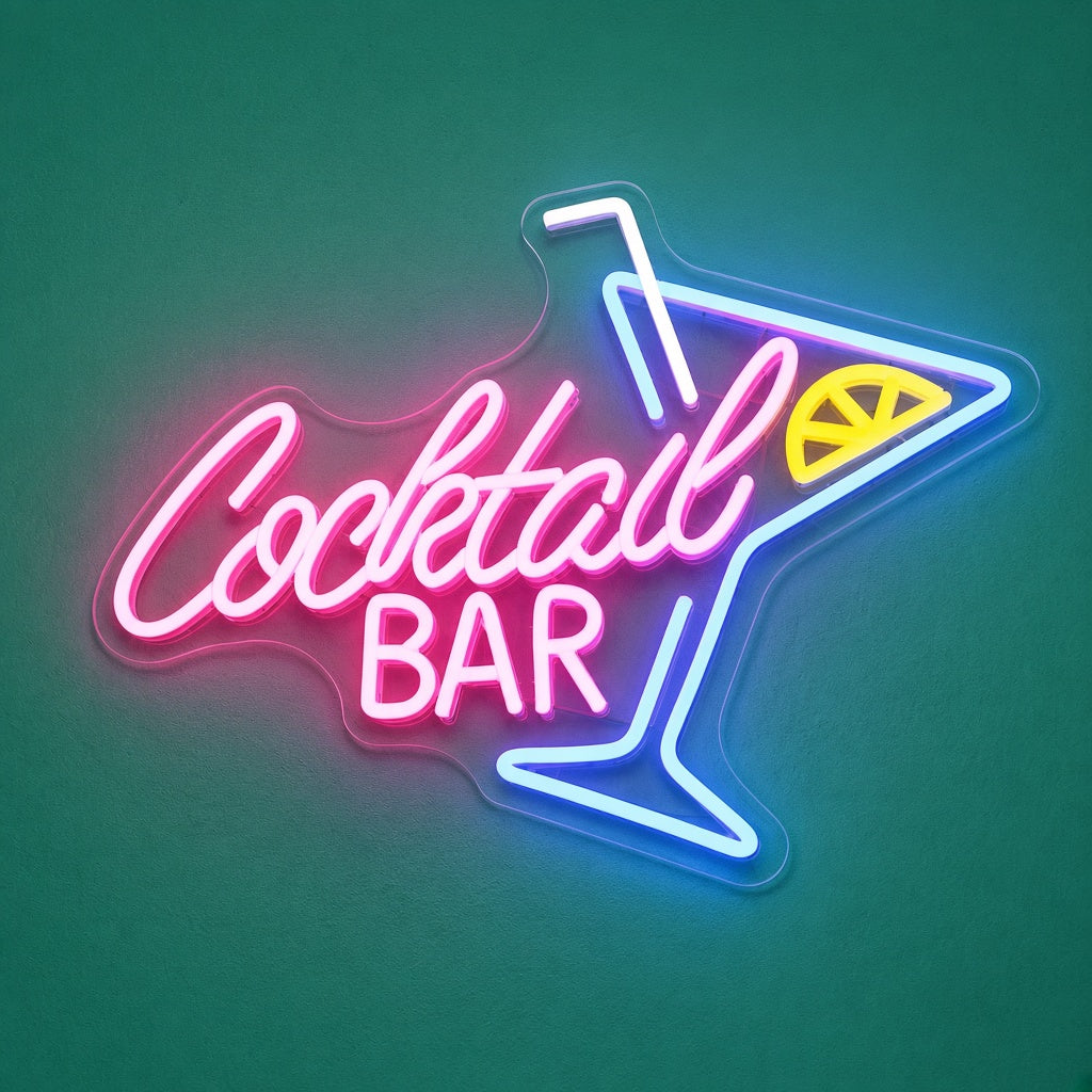 Cocktail Bar Martini Glass LED Neon Sign