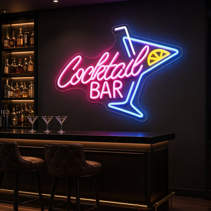 Cocktail Bar Martini Glass LED Neon Sign