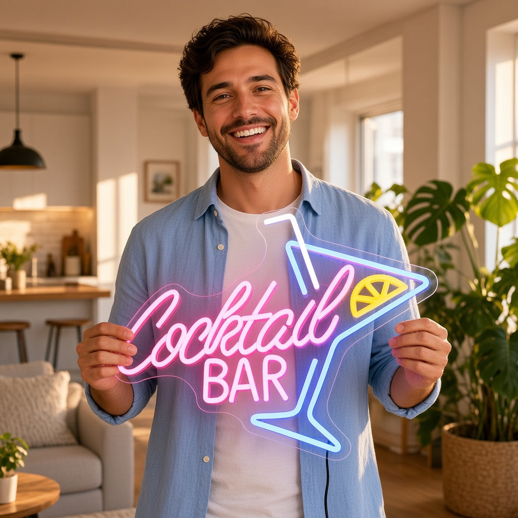 Cocktail Bar Martini Glass LED Neon Sign