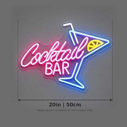 Cocktail Bar Martini Glass LED Neon Sign