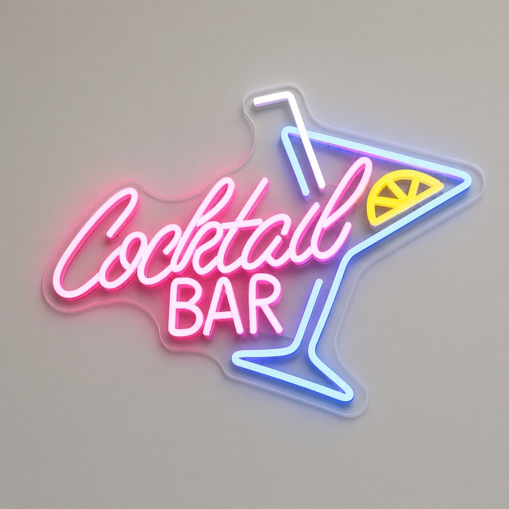 Cocktail Bar Martini Glass LED Neon Sign