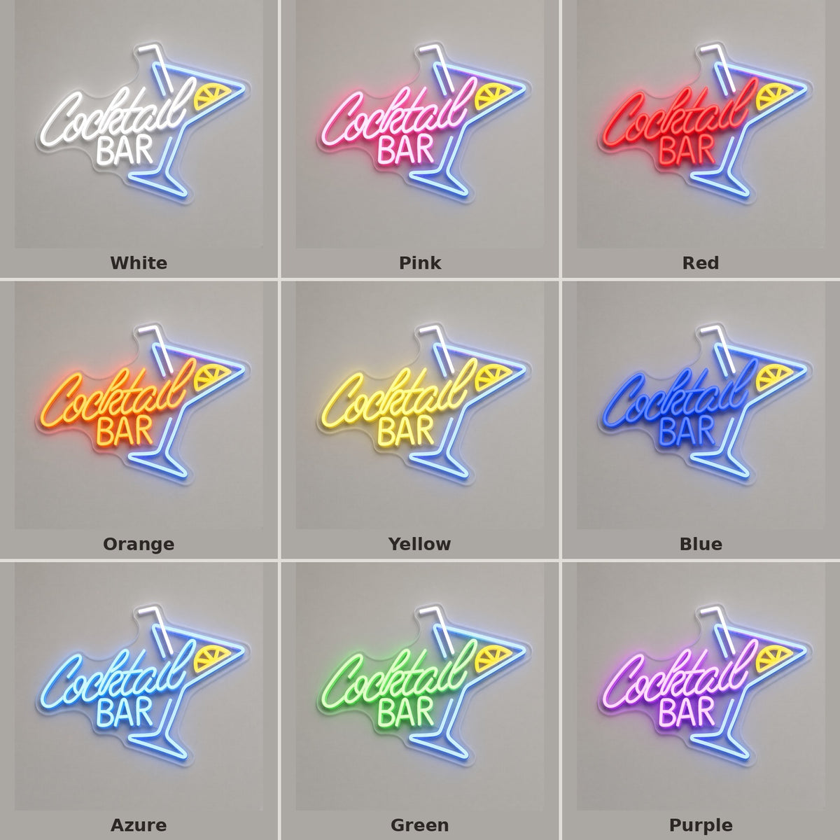 Cocktail Bar Martini Glass LED Neon Sign