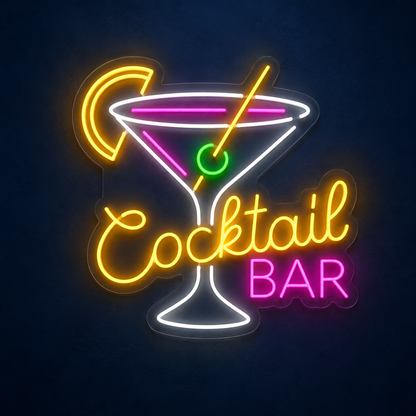 Cocktail Bar Martini Lemon Slice LED Neon Sign