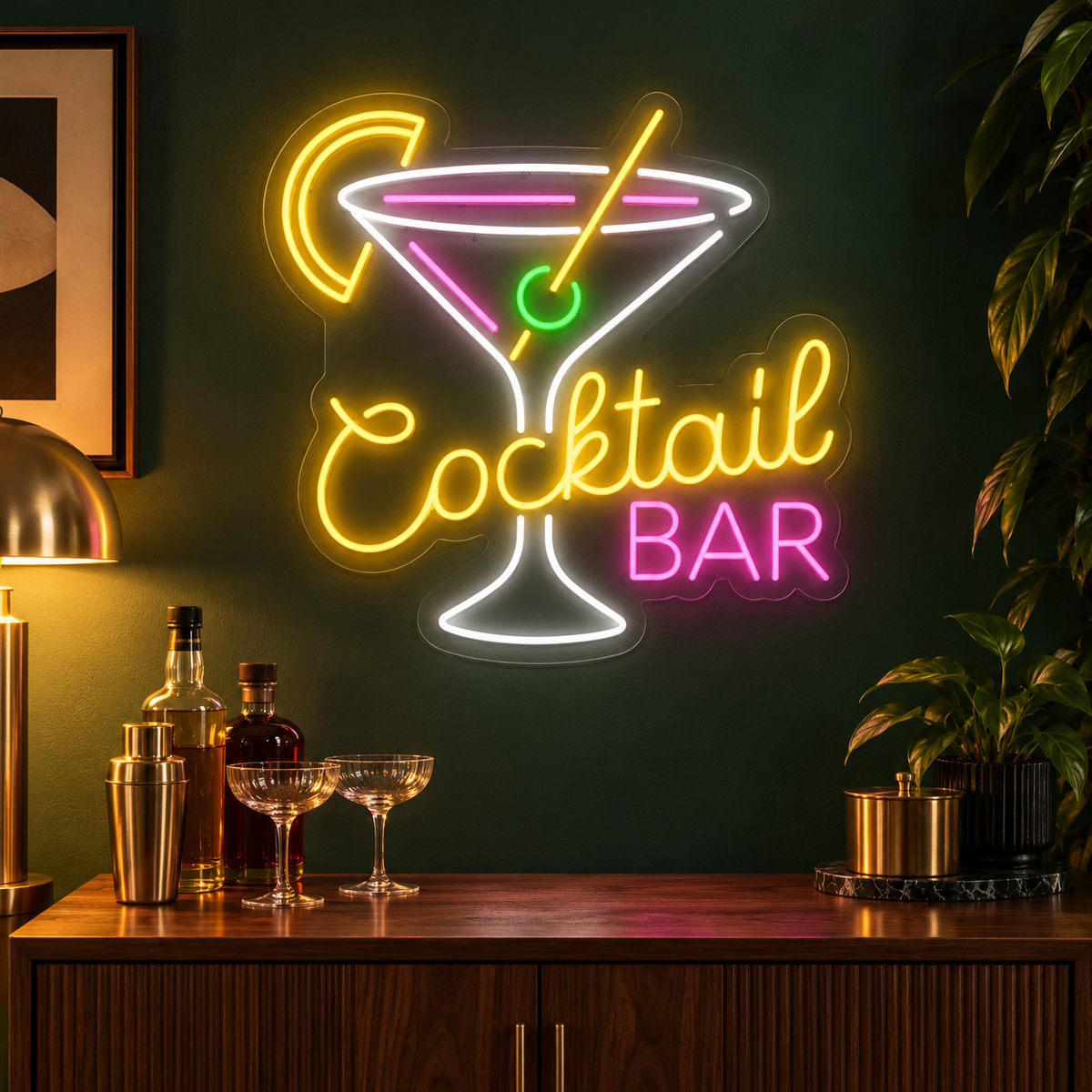 Cocktail Bar Martini Lemon Slice LED Neon Sign