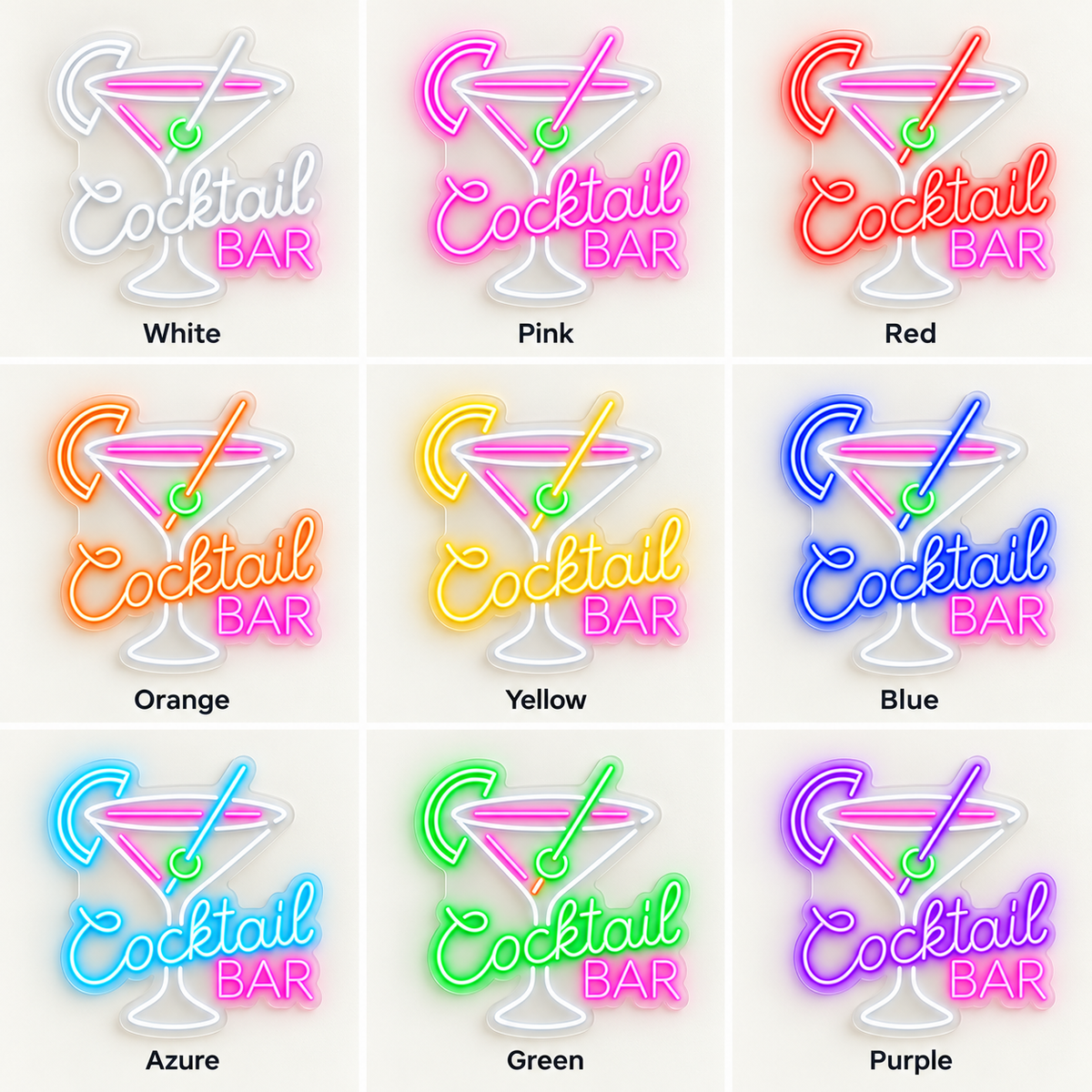 Cocktail Bar Martini Lemon Slice LED Neon Sign