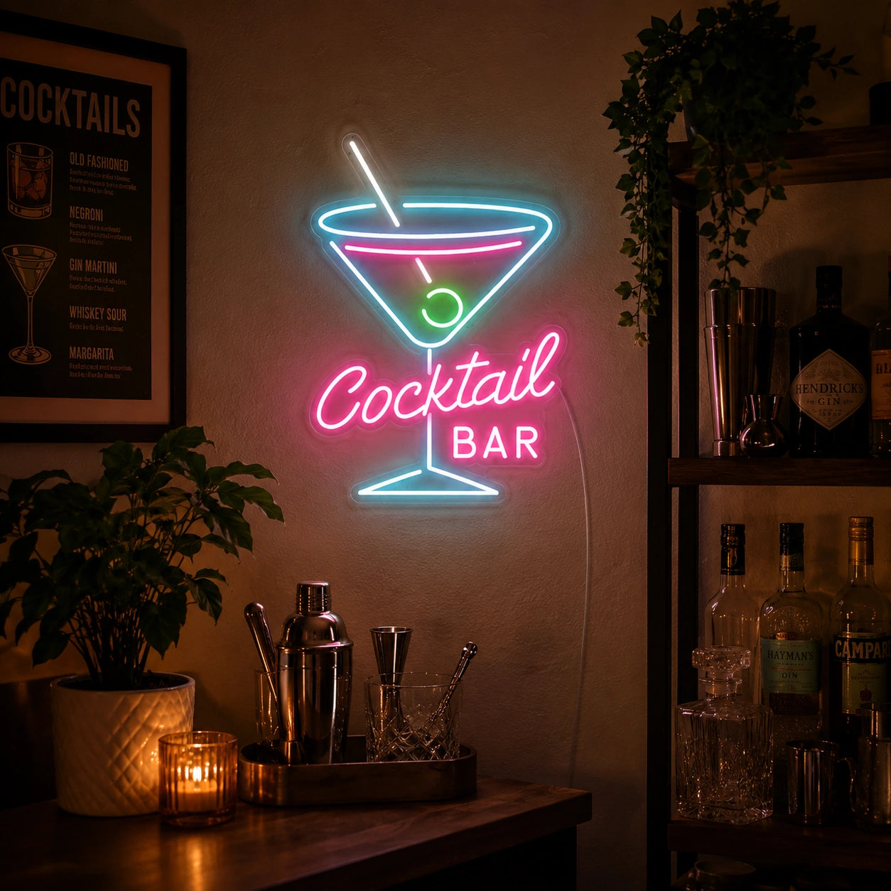Cocktail Bar Martini Neon Sign LED Neon Sign real lifestyle scene