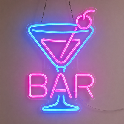 Cocktail Bar Neon Sign Martini Glass LED Bar Light Retro Home Pub Wall Art LED Neon Sign main product image