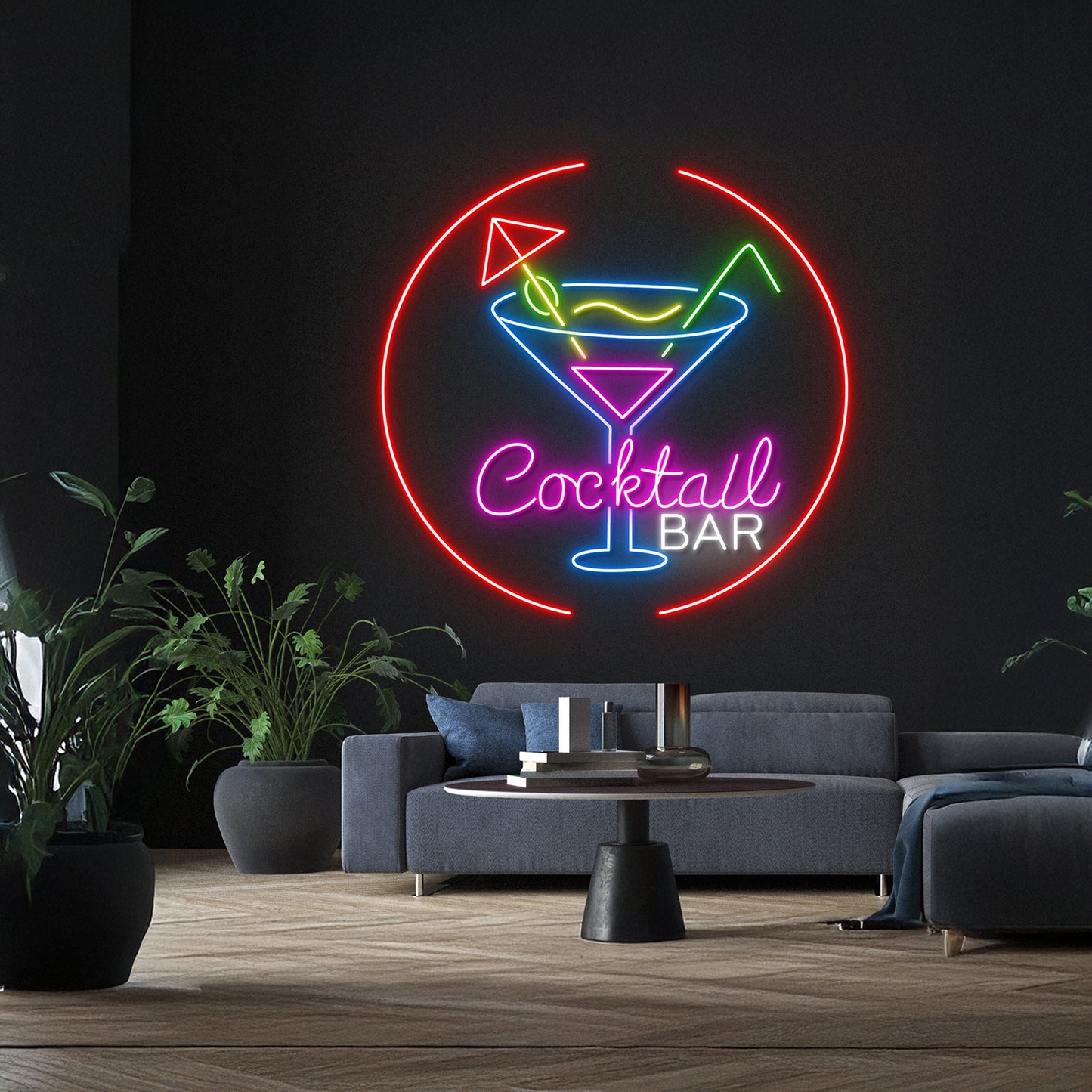 Cocktail Bar Neon Sign Personalized Cocktails Glass Neon Light