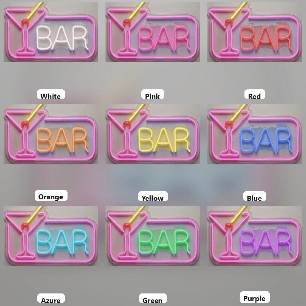 Cocktail Bar Shop Wall Art LED Neon Sign - 05 Color Grid
