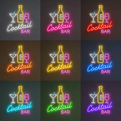 Cocktail Bar Version 2 LED Neon Sign color grid