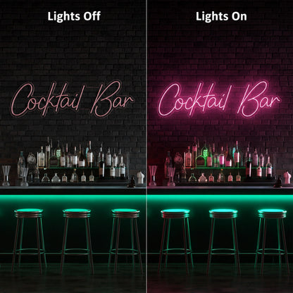 Cocktail Bar Wall LED Neon Sign - 06 Day Night Comparison