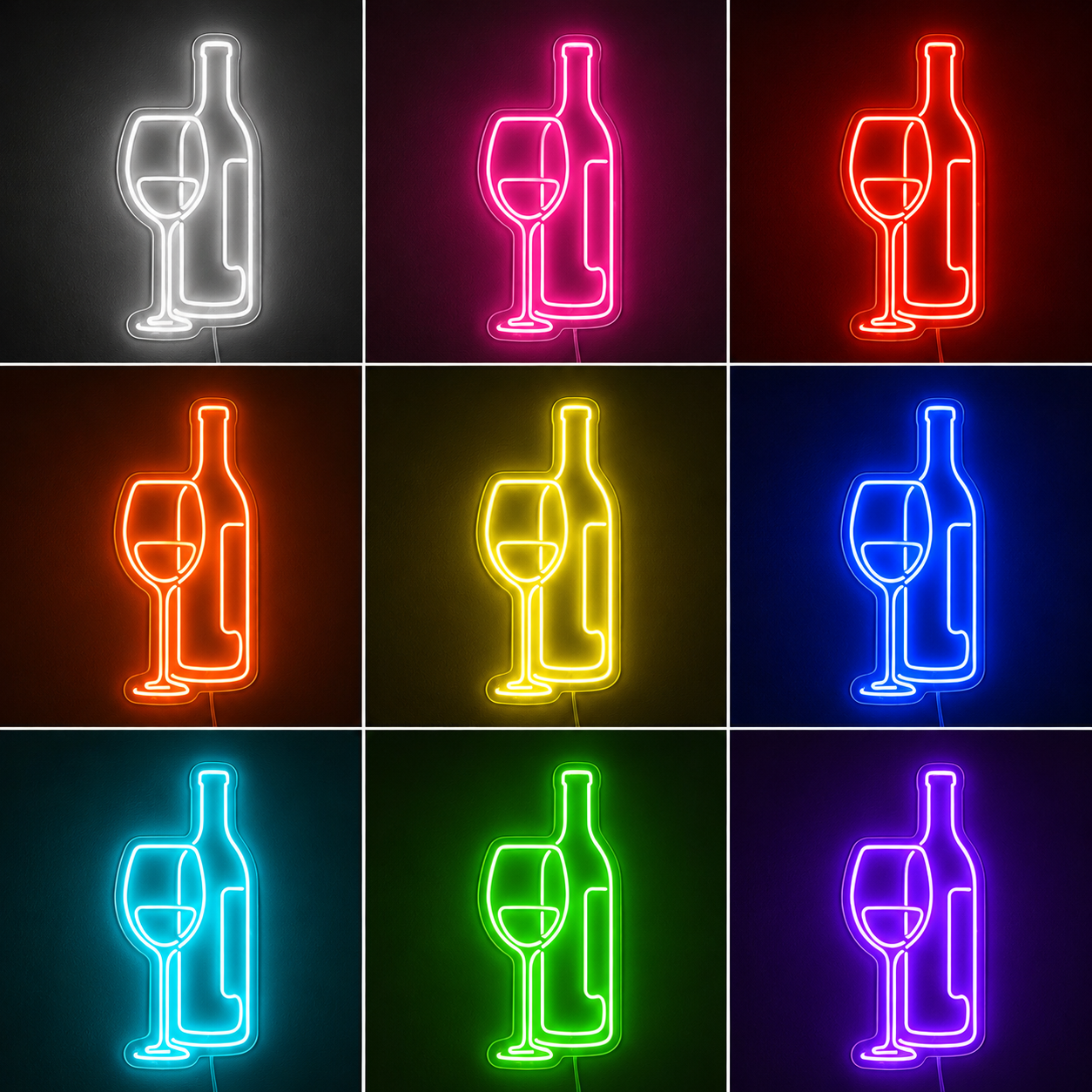 Cocktail Bottle Home Lounge LED Neon Sign color grid