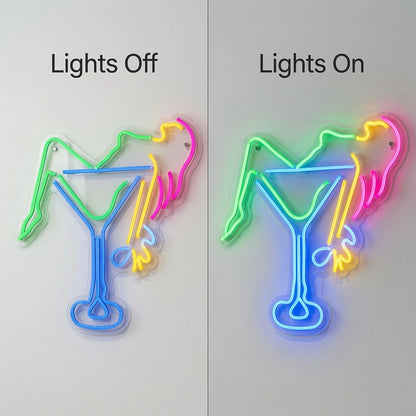 Cocktail Business LED Neon Sign - 06 Day Night Comparison