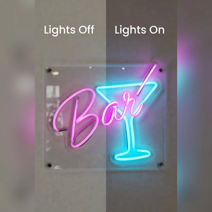Cocktail Business LED Neon Sign Wall Decor - 06 Day Night Comparison