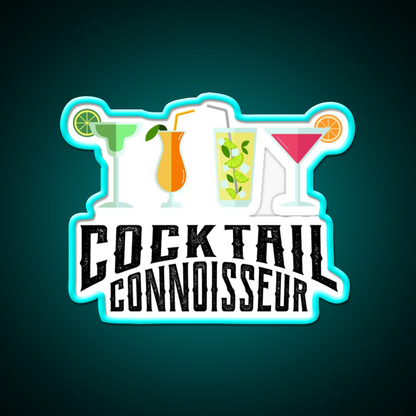 Cocktail Connoisseur Cool Cocktail Lover Bar Decor Led Neon Sign Rgb Color - Size and dimension reference