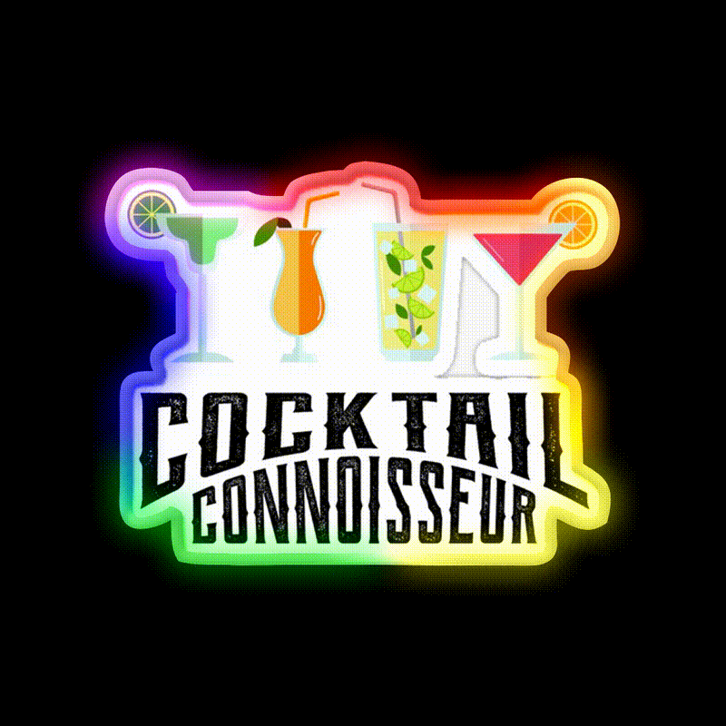 Cocktail Connoisseur Cool Cocktail Lover Bar Decor Led Neon Sign Rgb Color - LED neon sign close-up detail