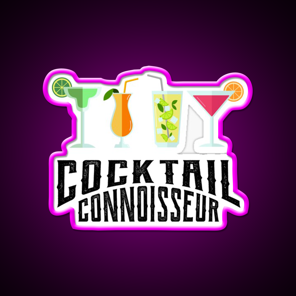 Cocktail Connoisseur Cool Cocktail Lover Bar Decor Led Neon Sign Rgb Color - Neon sign mounted on wall in room