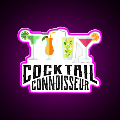 Cocktail Connoisseur Cool Cocktail Lover Bar Decor Led Neon Sign Rgb Color - Neon sign mounted on wall in room