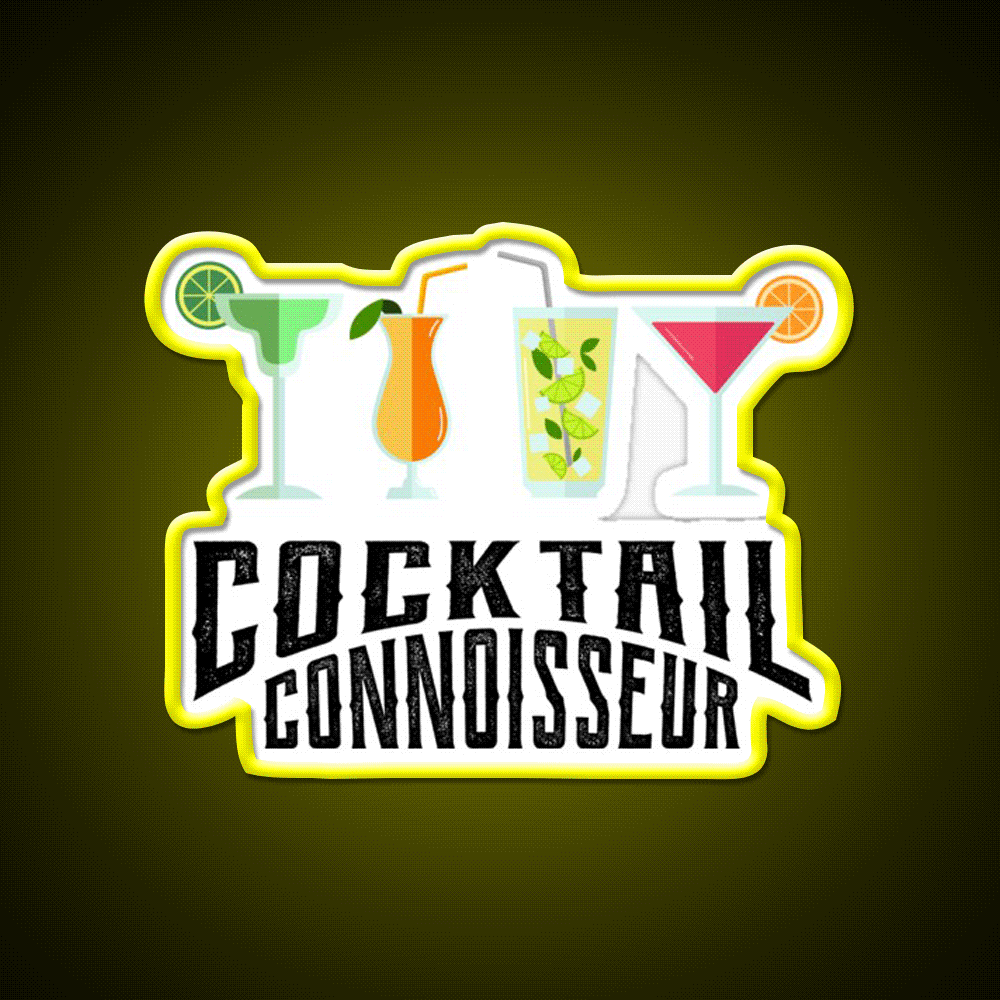 Cocktail Connoisseur Cool Cocktail Lover Bar Decor Led Neon Sign Rgb Color - Custom LED neon sign front view