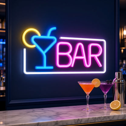 Cocktail Glass Bar LED Neon Sign