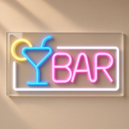 Cocktail Glass Bar LED Neon Sign