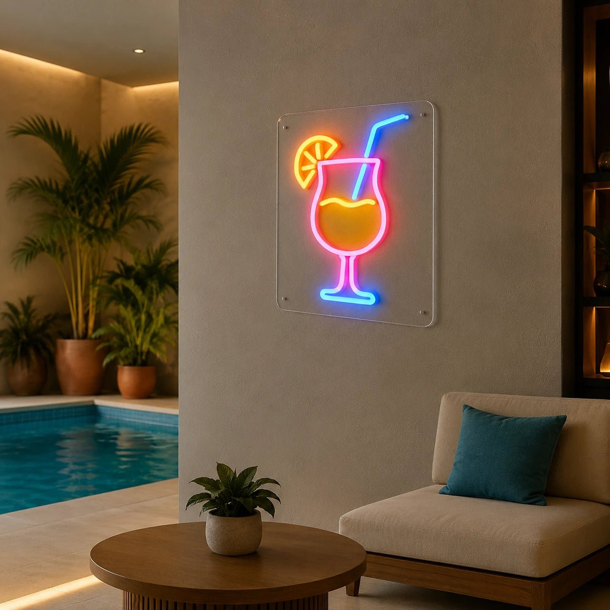 Cocktail Glass Citrus Slice LED Neon Sign - Shineneon
