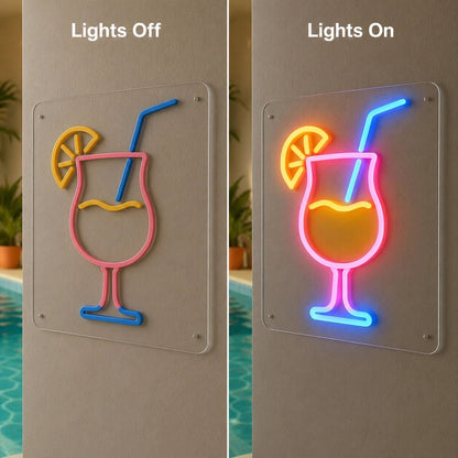 Cocktail Glass Citrus Slice LED Neon Sign - Shineneon