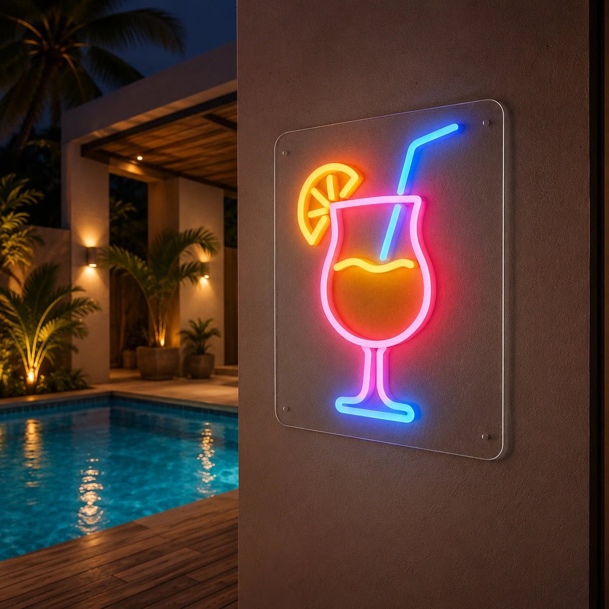 Cocktail Glass Citrus Slice LED Neon Sign - Shineneon