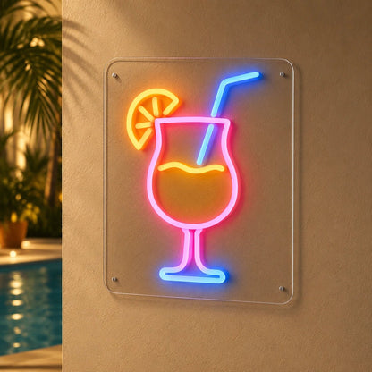 Cocktail Glass Citrus Slice LED Neon Sign - Shineneon