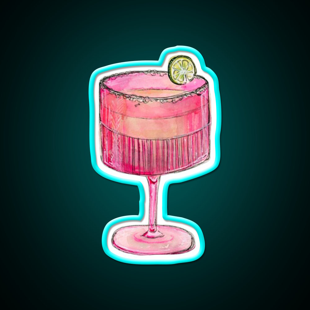 Cocktail Glass Cocktail Bar Decor Led Neon Sign Rgb Color - Size and dimension reference