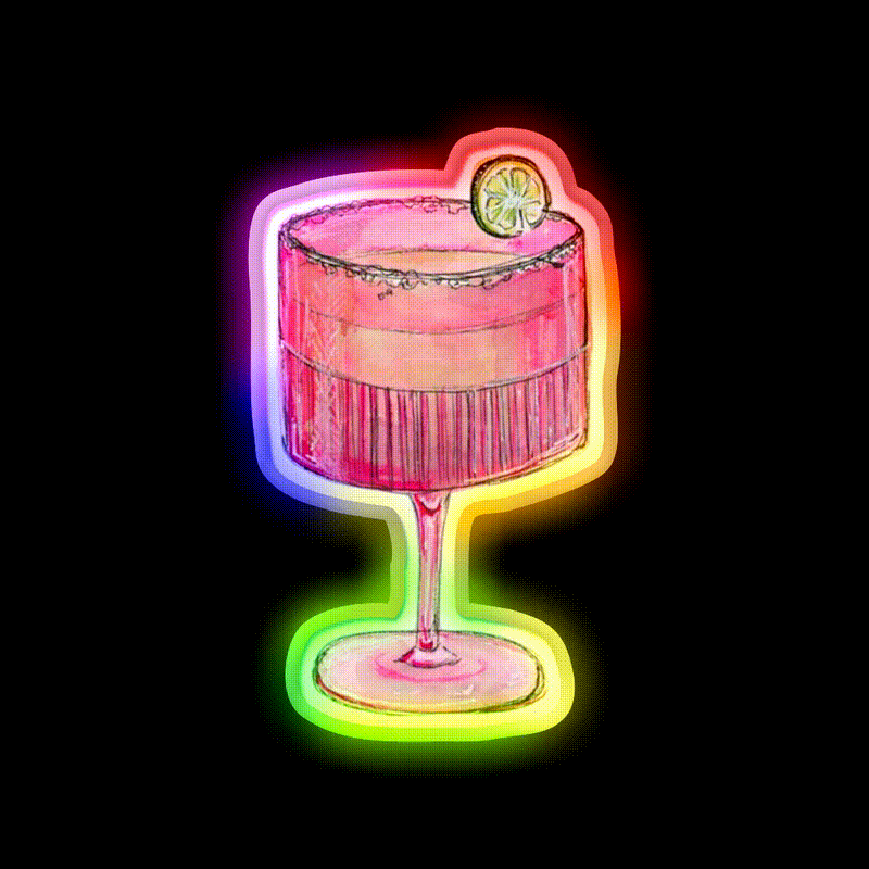 Cocktail Glass Cocktail Bar Decor Led Neon Sign Rgb Color - LED neon sign close-up detail