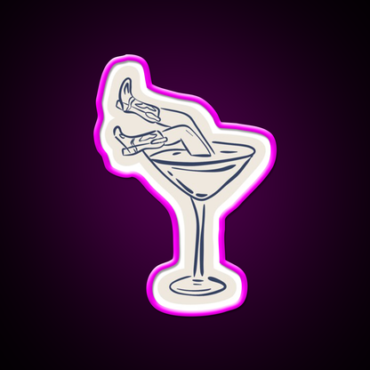 Cocktail Glass Costal Cowgirl Set Cocktail Bar Decor Led Neon Sign Rgb Color - Neon sign mounted on wall in room