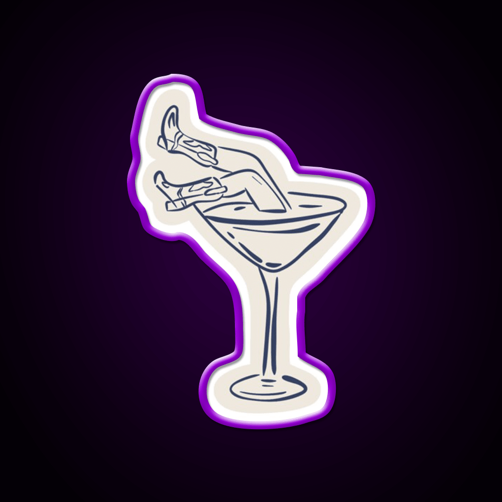 Cocktail Glass Costal Cowgirl Set Cocktail Bar Decor Led Neon Sign Rgb Color - Shineneon