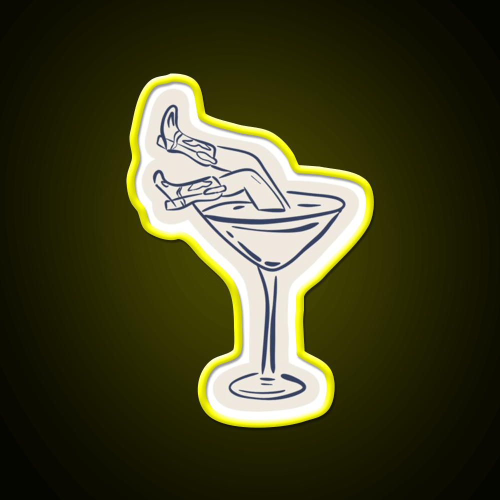 Cocktail Glass Costal Cowgirl Set Cocktail Bar Decor Led Neon Sign Rgb Color - Shineneon